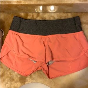 pink lululemon speed shorts